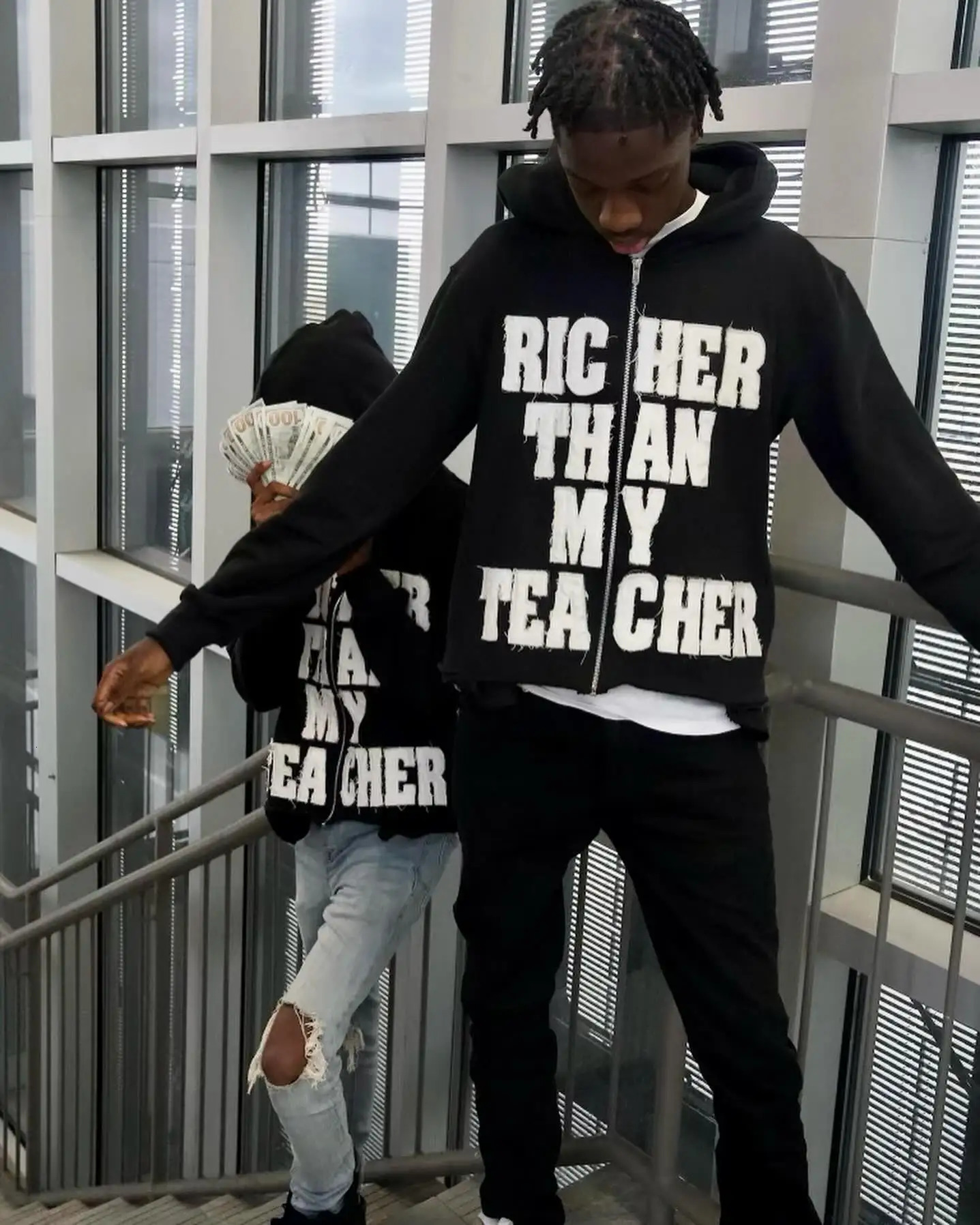 Y2k retro fashion letter embroidery loose hoodie street couple oversized zipper patch work sweater mens wear 240816