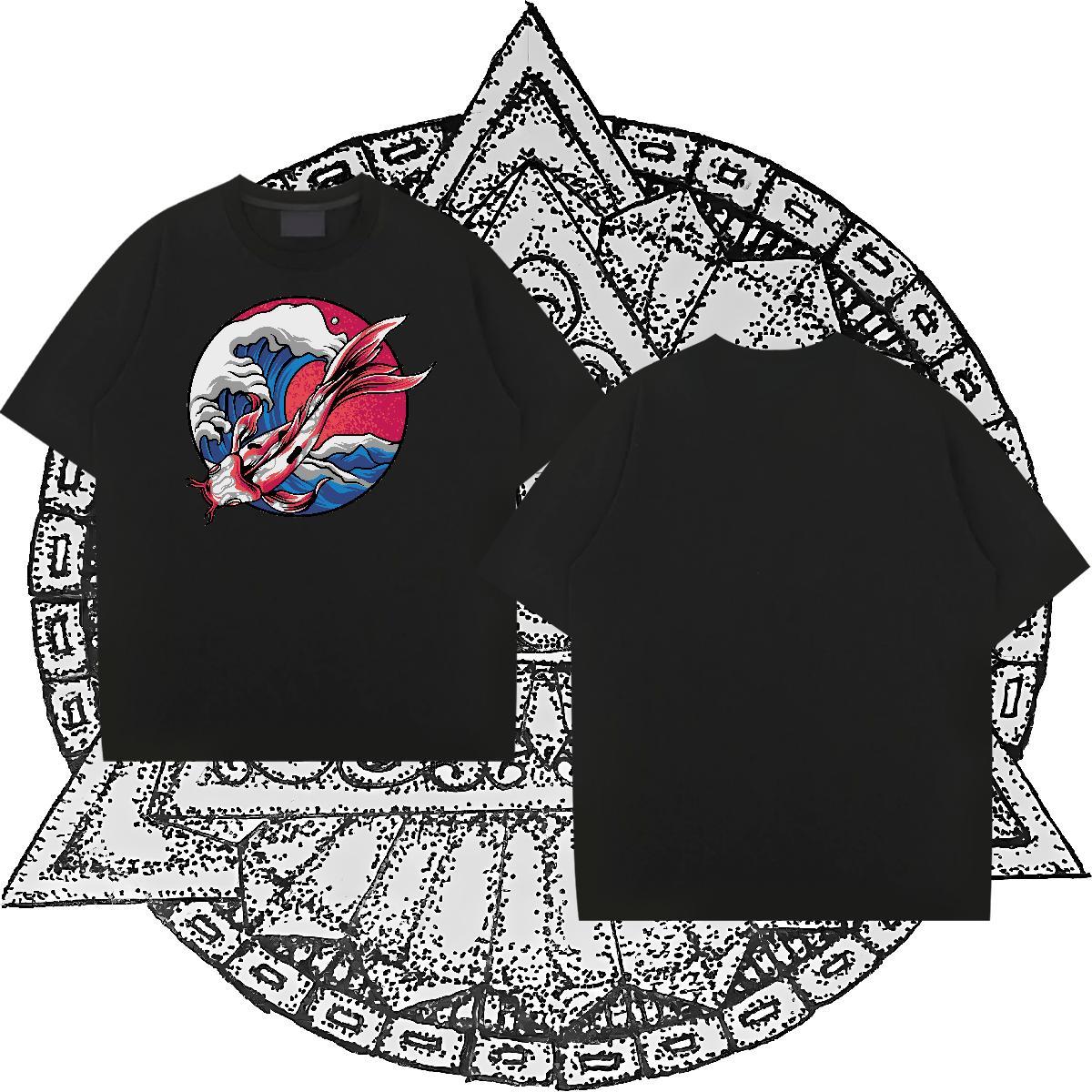 Fashion Casual T-Shirts 230g 100% Cotton Anime Printing Street Wear O Neck Short Sleeves Popular Men Tshirts DIY Printed