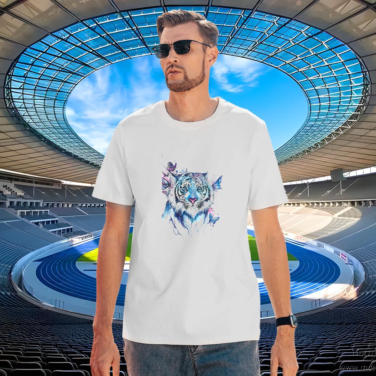 Cool Men Clothes T-Shirt 230g Pure Cotton tiger T-Shirts Sport Short Sleeve Soft Oversized 4XL Fashion Design Tee Shirt