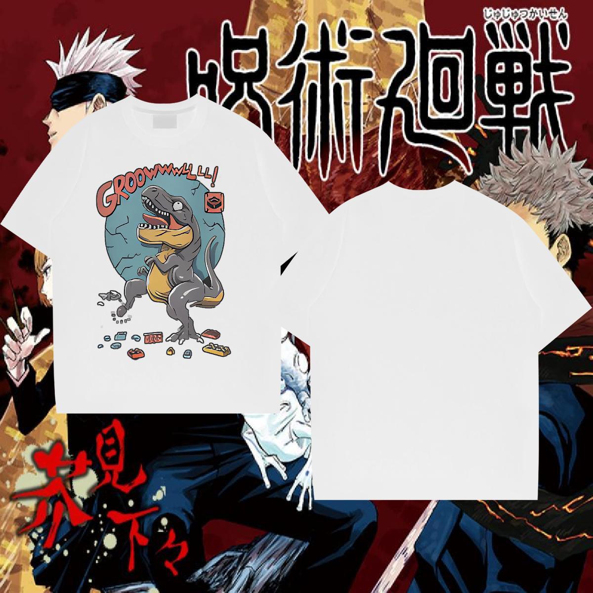 DIY Men T Shirts 230g Cotton dinosaur Street Casual Tees Shirts Breathable Short Sleeve Brand Men Clothes T-Shirt Custom Print Plus Size