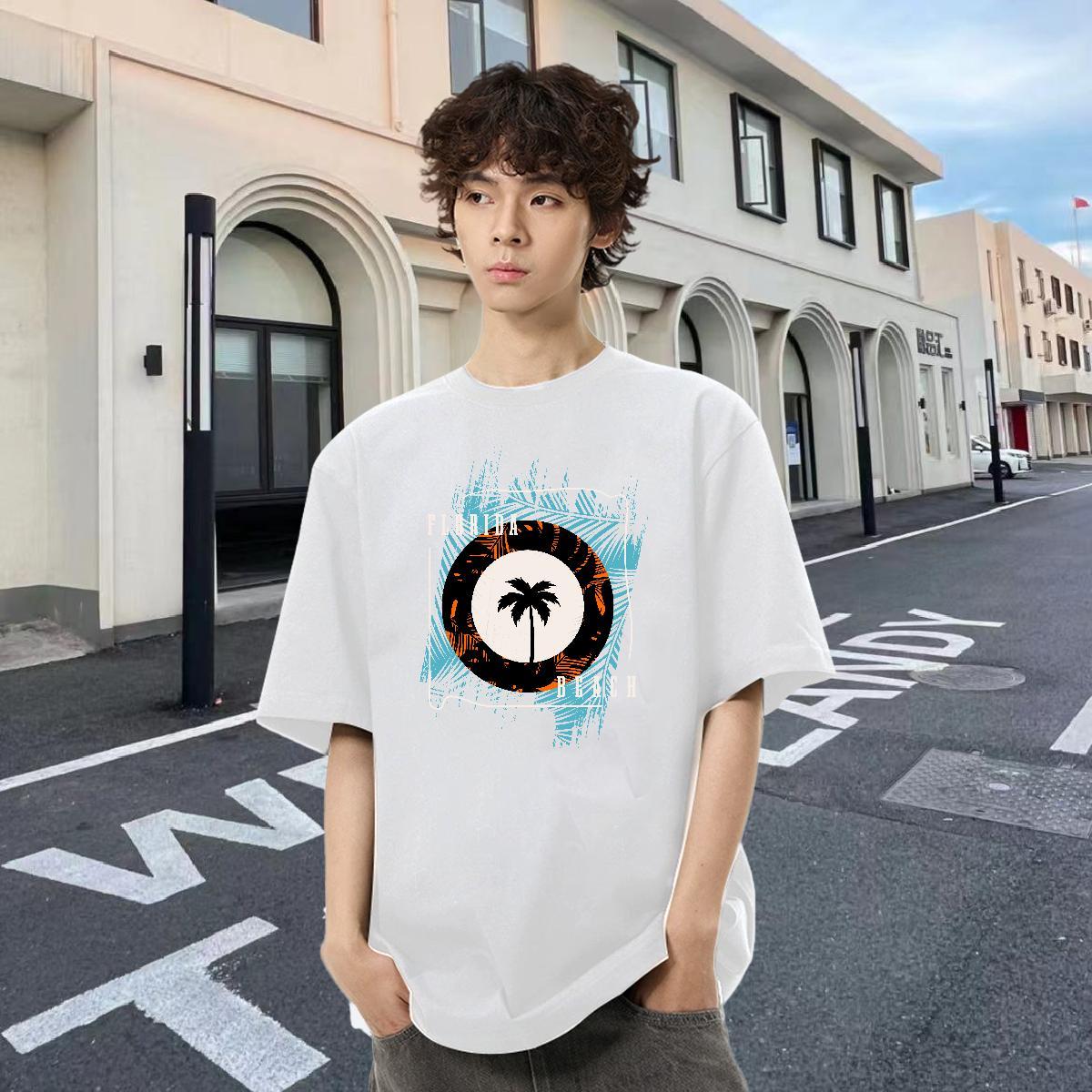 Comfortable Men Tees 230g 100% Cotton High Street Hip Hop letter Graphic Breathable Short Sleeve Fashion Design T shirt Tee Shirt