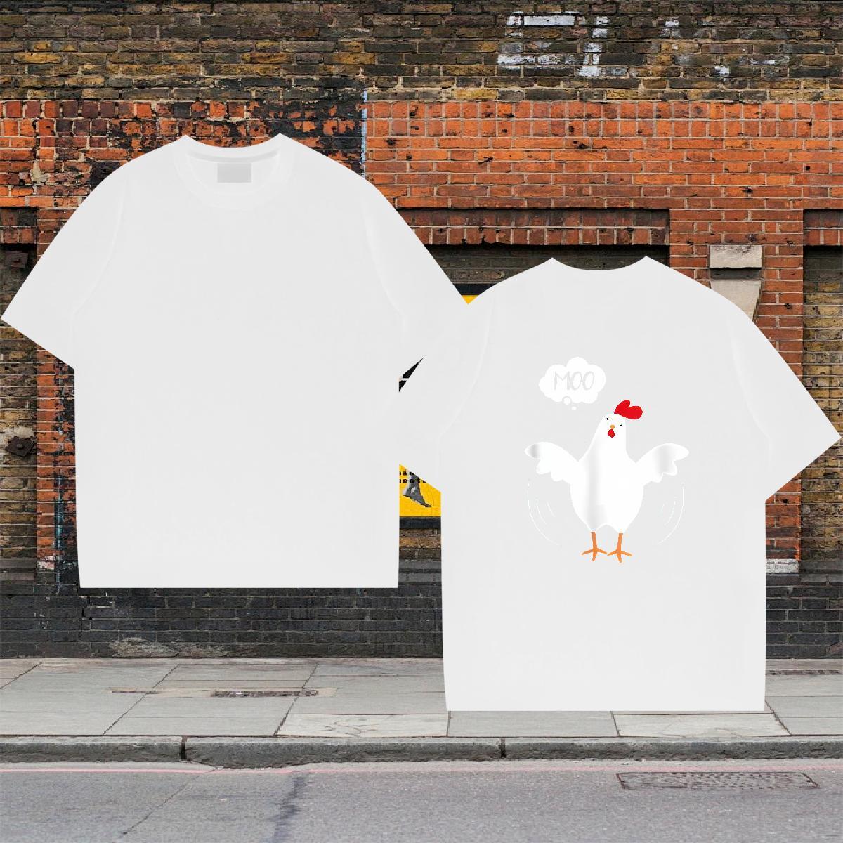 Stylist T Shirt For Man 230g 100% Cotton chicken High Street Hip Hop Clothings Short Sleeve Soft Classic Men Tops Tees DIY Printed