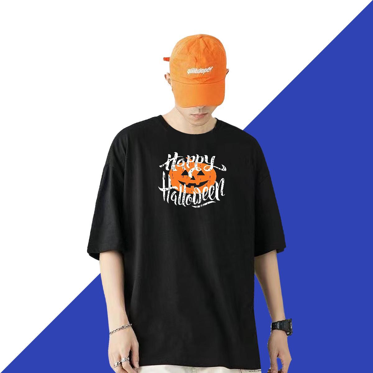 New Man T Shirts 230g Cotton halloween Street Wear Clothes Short Sleeve Soft TOP Quality Tshirts Black White