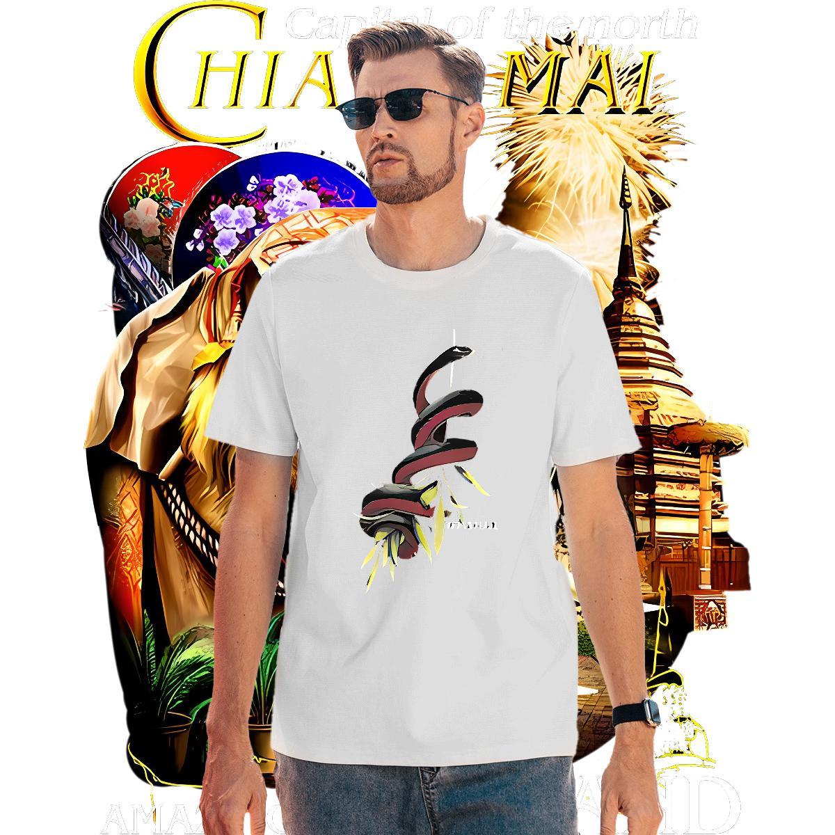 High Quality Tshirt for Man Woman 230g Pure Cotton snake Mens T Shirts Summer Casual Crew Neck Breathable Custom Cartoon Casual New Tees