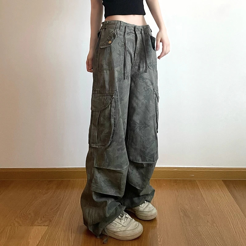 CIBBAR High Street Loose Jeans y2k Streetwear Low Rise Cargo Pants Harajuku Baggy Denim Pants Korean Fashion Women 90s Trousers 240806