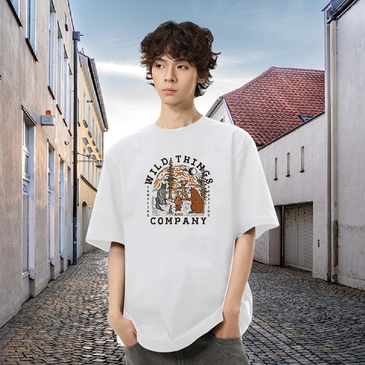 Customized Mens T Shirts 100% Cotton 230g tree Street Casual Tee Shirt Round Neck Short Sleeve Free Shipping Men Tops Tees Custom Big Size
