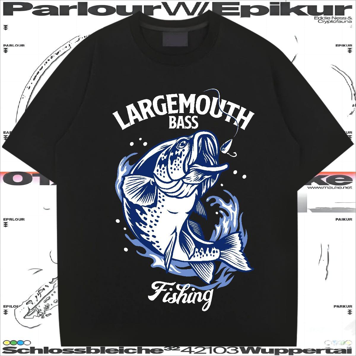 Free Shipping Mens T Shirts 230g Pure Cotton fish Street Wear Tees Crew Neck Breathable Popular Men Tops Tees Customized Print