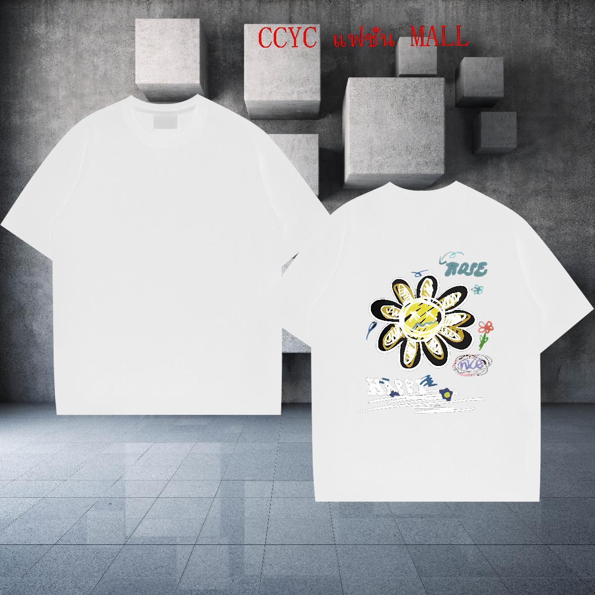 Fashion Designer T Shirt For Man 230g 100% Cotton flower Home Outdoor Polos Crew Neck Free Shipping Mens Tshirts Cartoon Printing L-4XL