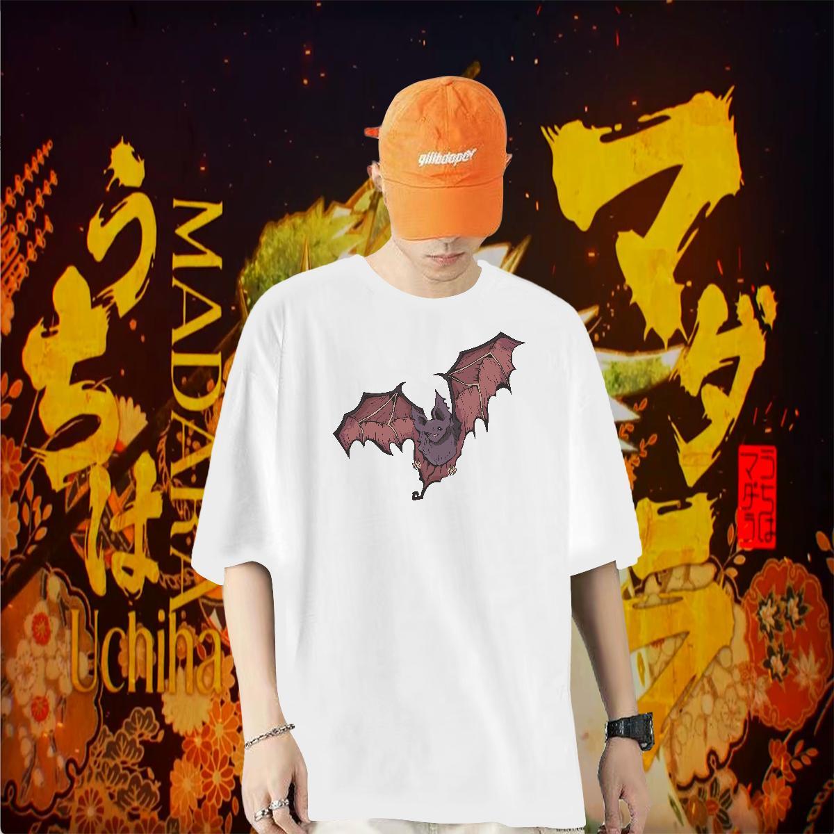 Casual New Mens T Shirts 230g Pure Cotton bat Street Casual Clothings Round Neck Short Sleeve Cool Men Tees DIY