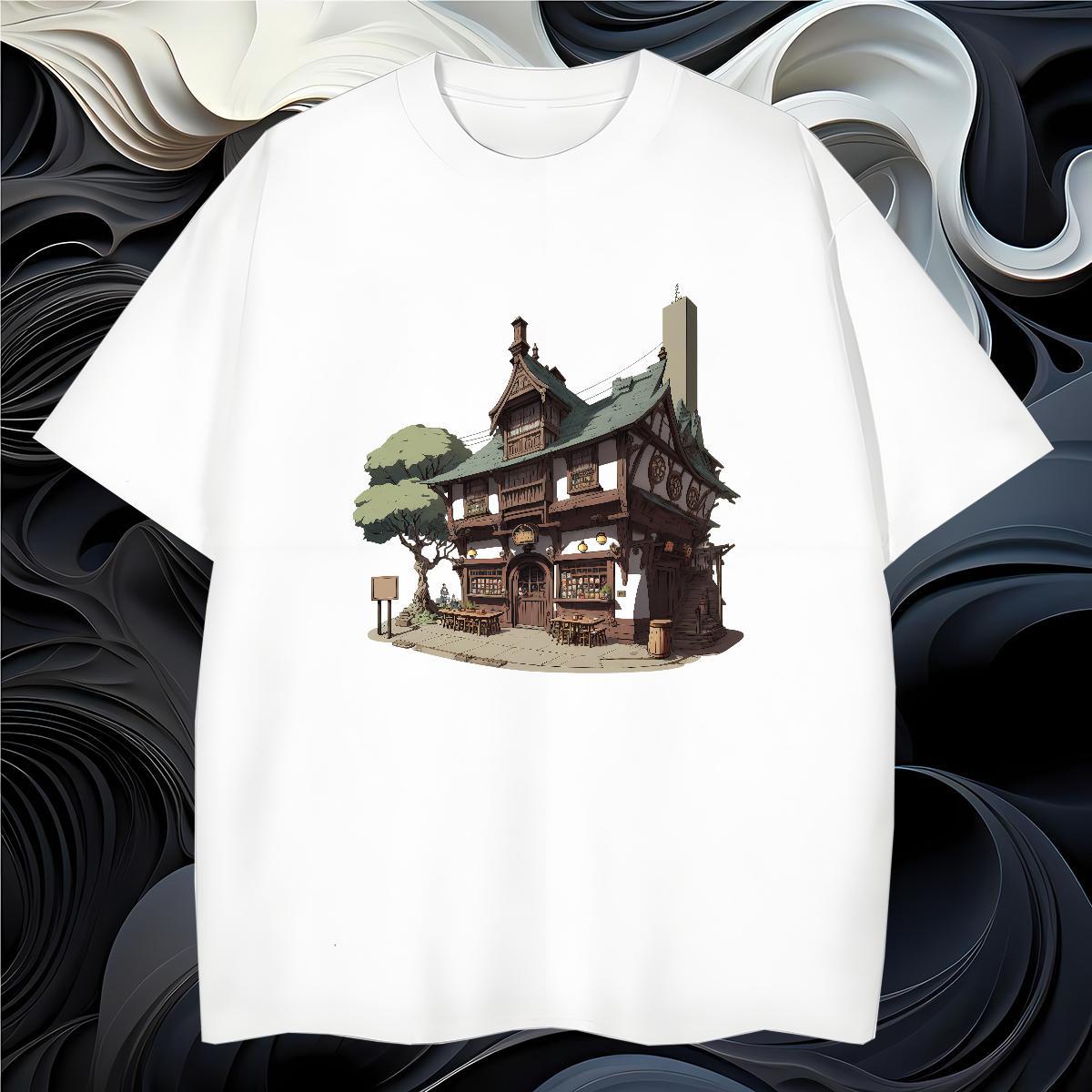 T Shirt For Man 230g Cotton House Street Wear Breathable Crew Neck Graphic Men Tshirts Classic Popular Tee Shirt