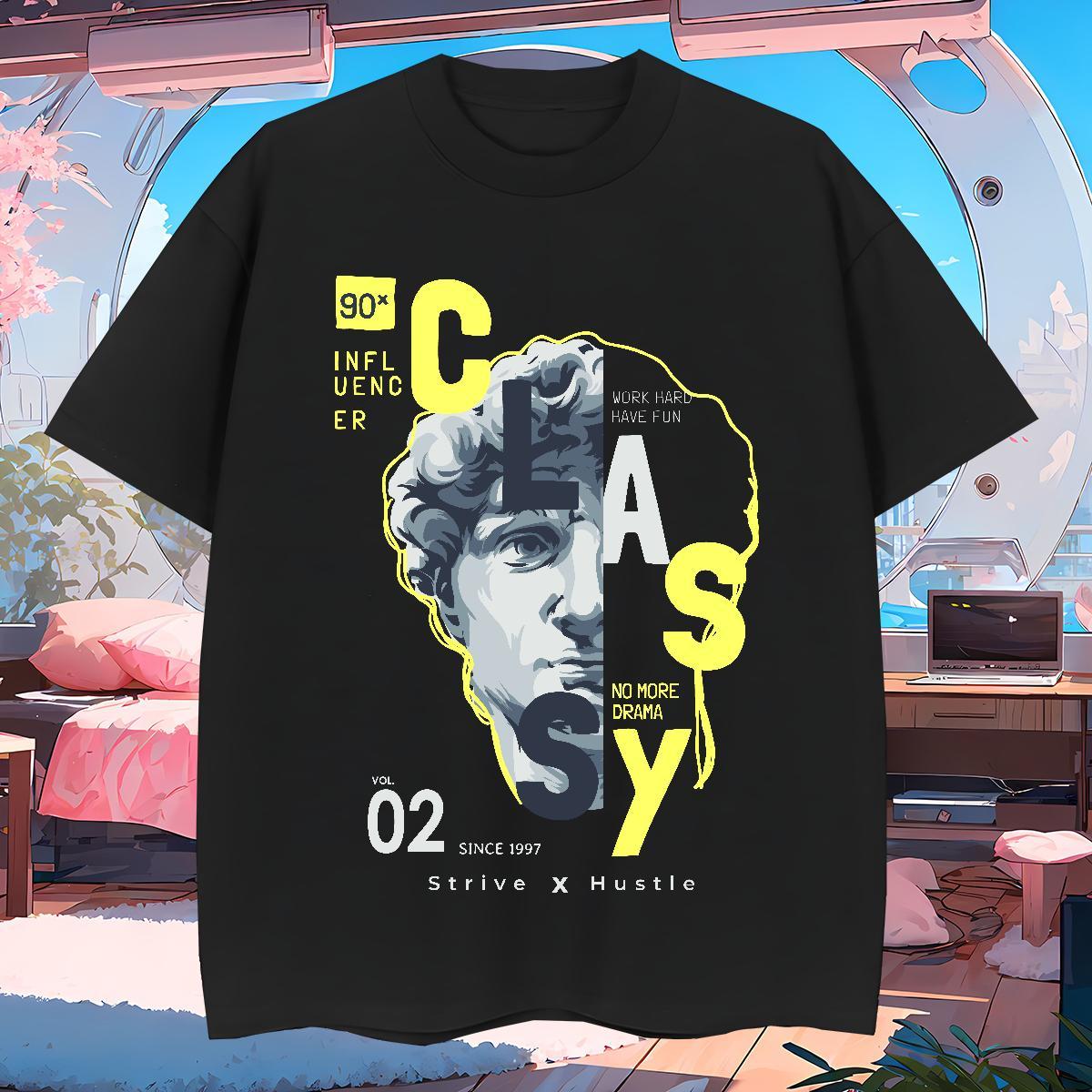 T-Shirts for Men 230g 100% Cotton portrait Spring Summer Breathable Soft DIY Men Tshirts Fashion Casual Unisex Tee Shirt