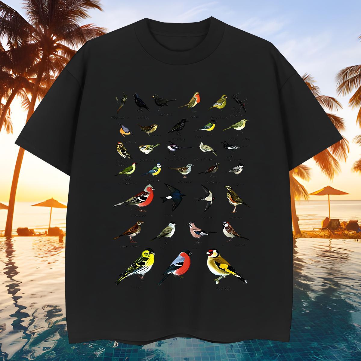Brand Men Tshirts 100% Cotton 230g bird T-Shirts for Men Daily Wear Crew Neck Breathable Oversized 3XL 4XL 2024 Summer Tops