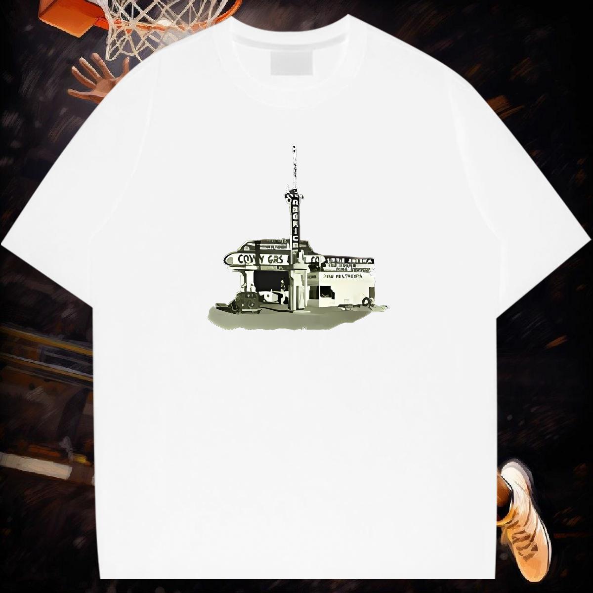 Classic Men T Shirts 230g Pure Cotton car Street Casual Tshirts O Neck Short Sleeves TOP Quality Men Tops Tees Cartoon Printing L-4XL