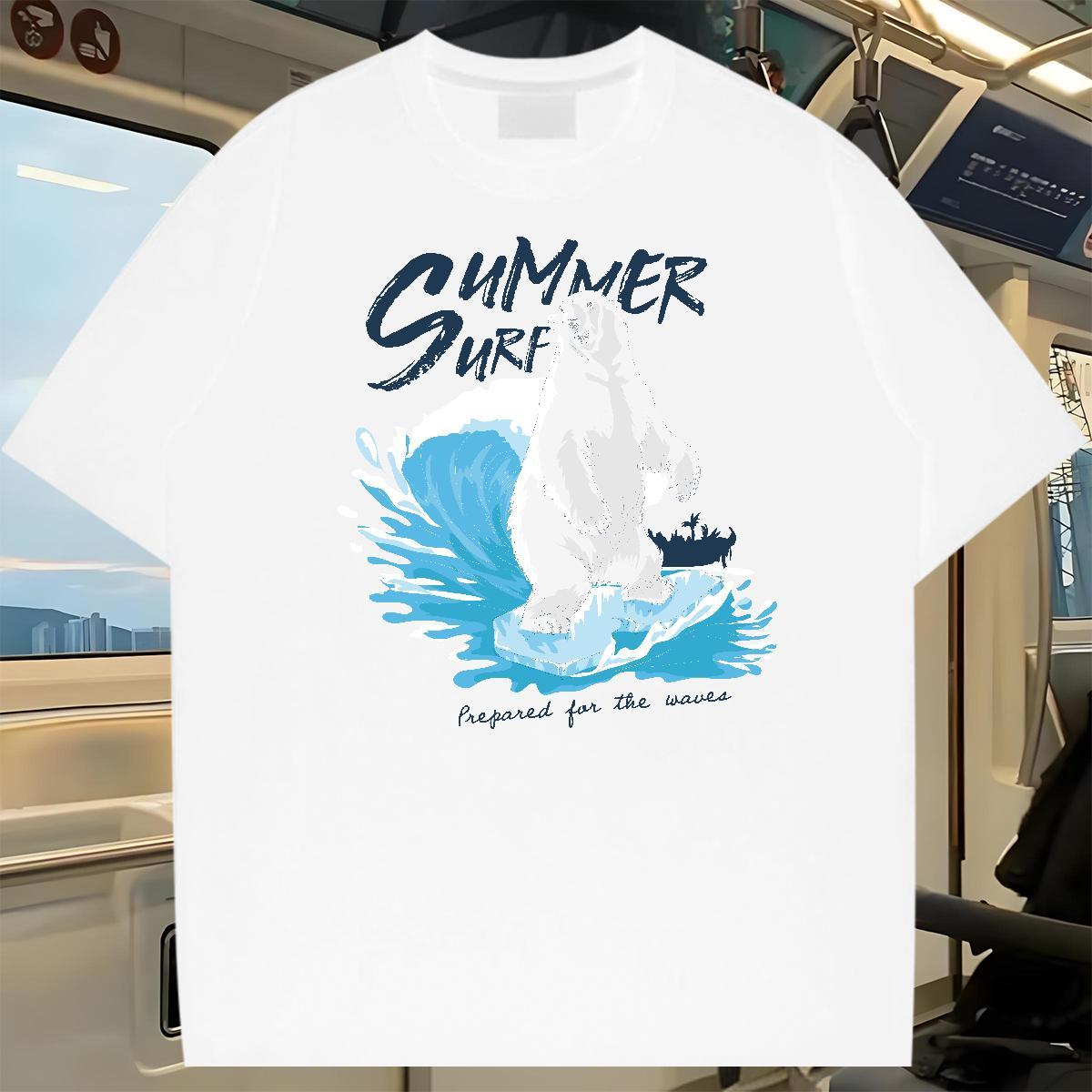 2024 New Man T Shirts 230g Cotton bear Anime Printing Street Polos Short Sleeve Soft Unisex Tshirts Custom Big Size