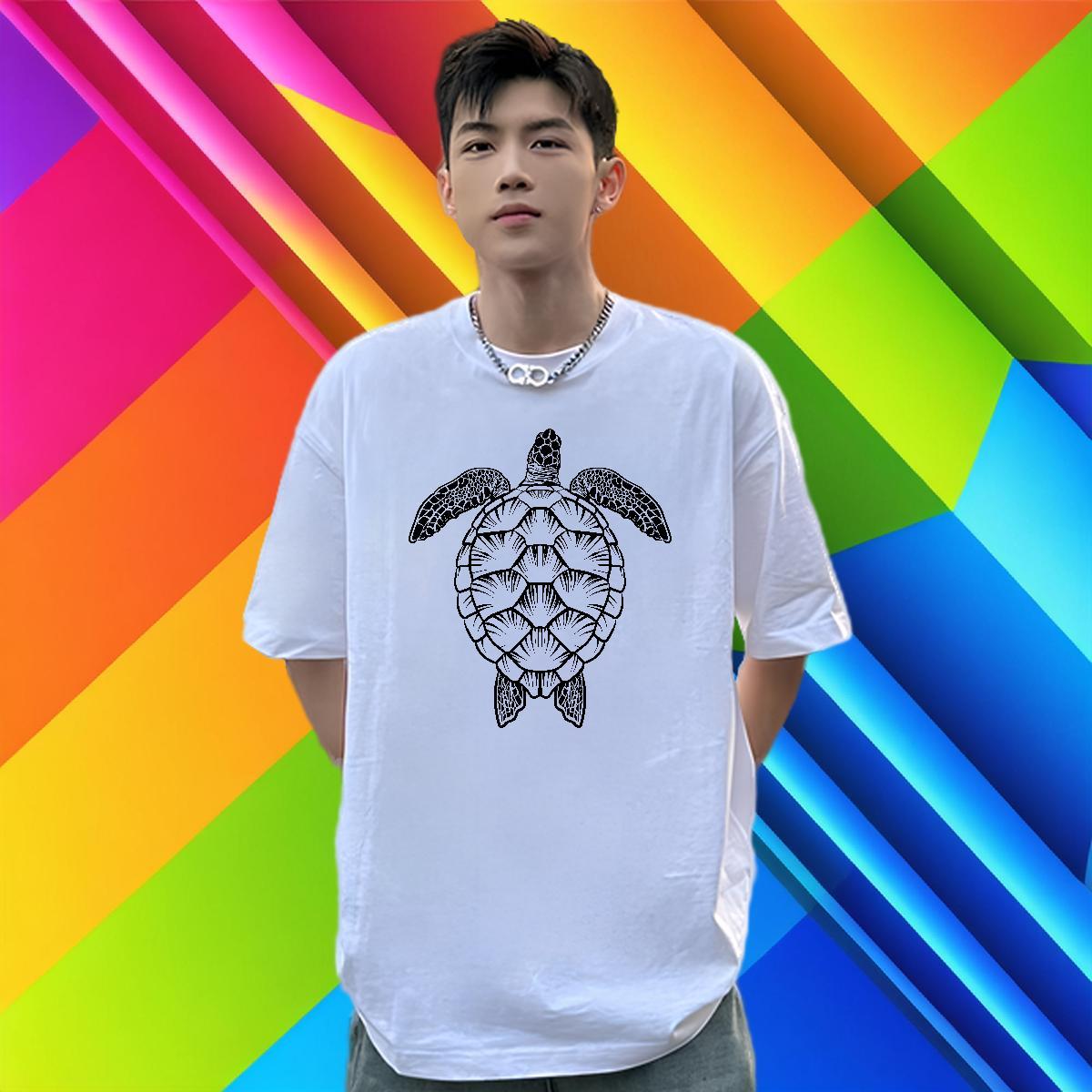 Casual New T Shirts Men 230g Cotton tortoise Summer Casual Wear Crew Neck Breathable Cool Tshirt for Man Woman Customized