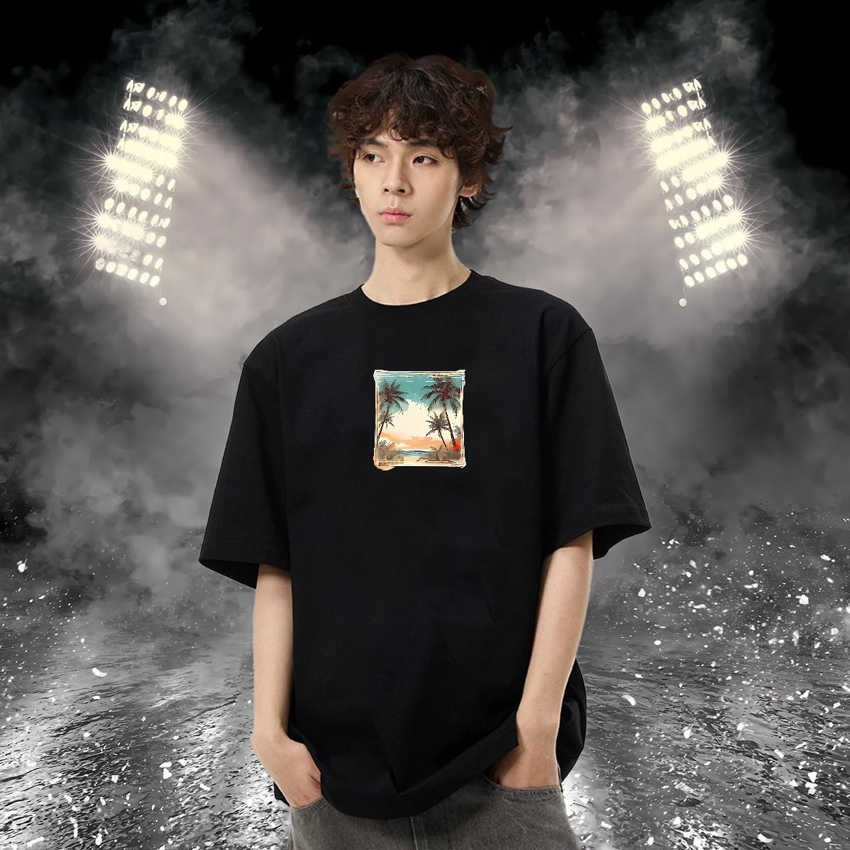 Classic Casual Men T Shirts 230g Cotton sea Hip Hop Tops Tees Crew Neck TOP Quality Tshirts Custom Anime