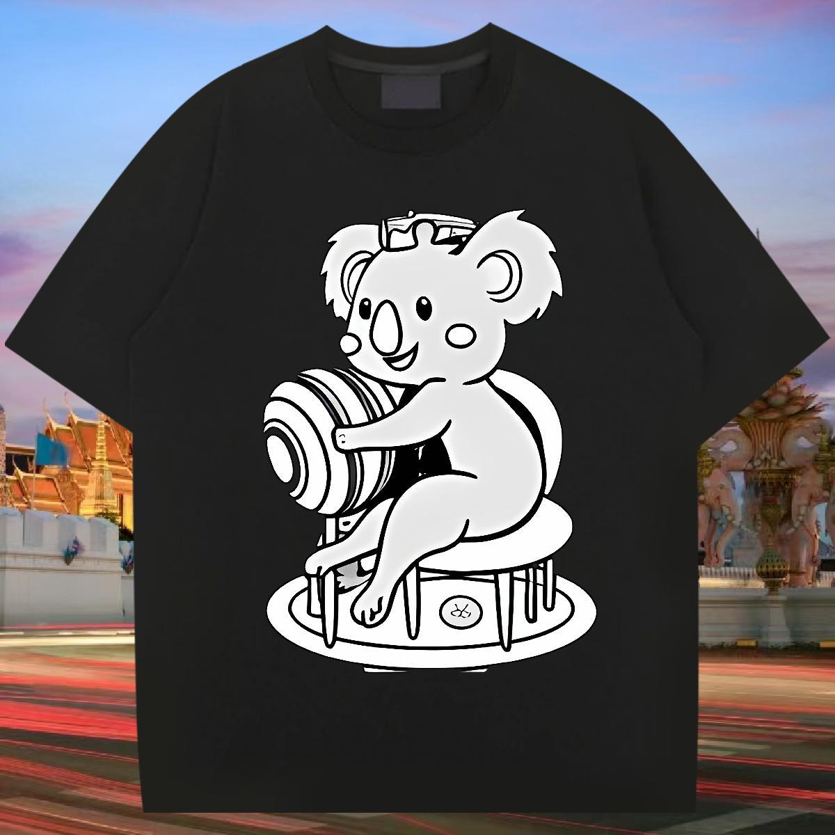 Men T Shirts 230g Pure Cotton bear Street wear Hip Hop O-Neck Short Sleeve DIY Printed Tshirts 2024 Free Shipping Tees