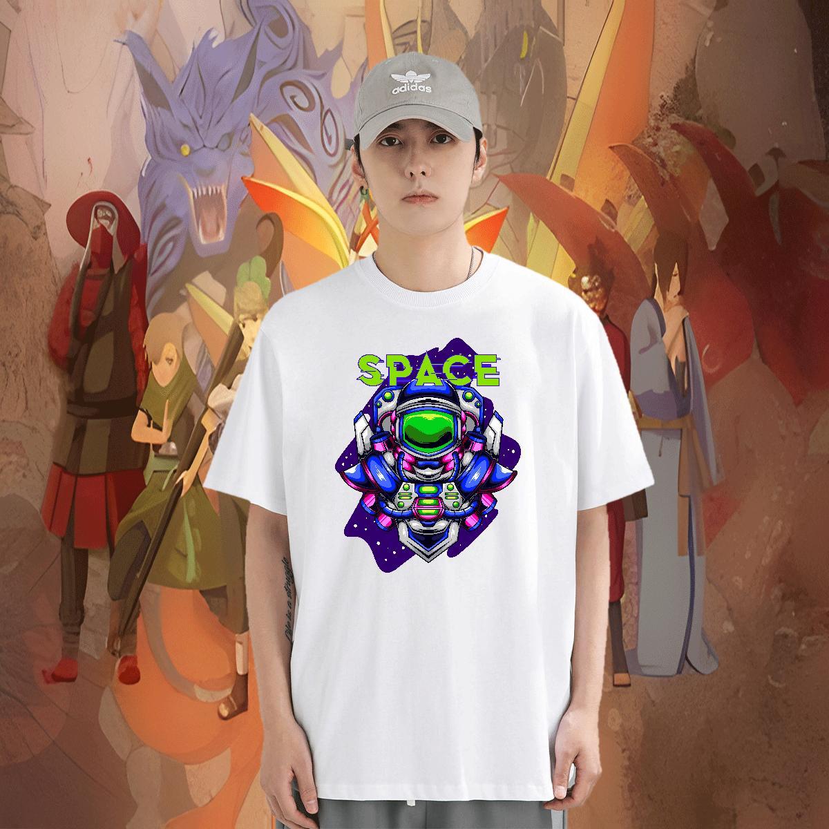 Loose Men Tshirts 230g Pure Cotton Outdoor ET DIY Printed Breathable Short Sleeve DIY Customized T Shirts Men Tops Shirt