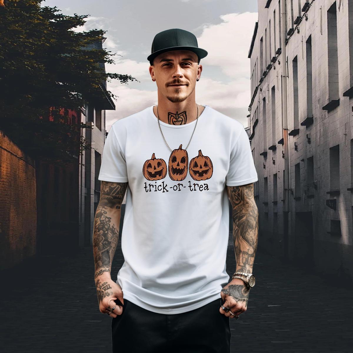 DIY T Shirts Men 100% Cotton 230g pumpkin Sport Clothings Breathable Short Sleeve Loose Men Clothes T-Shirt Anime Print
