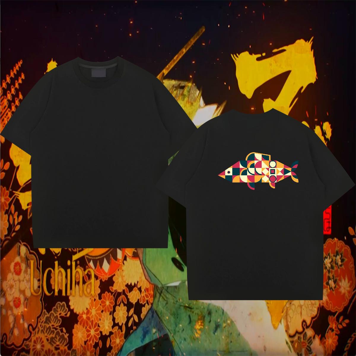 Custom Mens T Shirts 100% Cotton 230g fish Summer Casual Tees Shirts Breathable Short Sleeve Soft Men Tees Custom Print Oversized