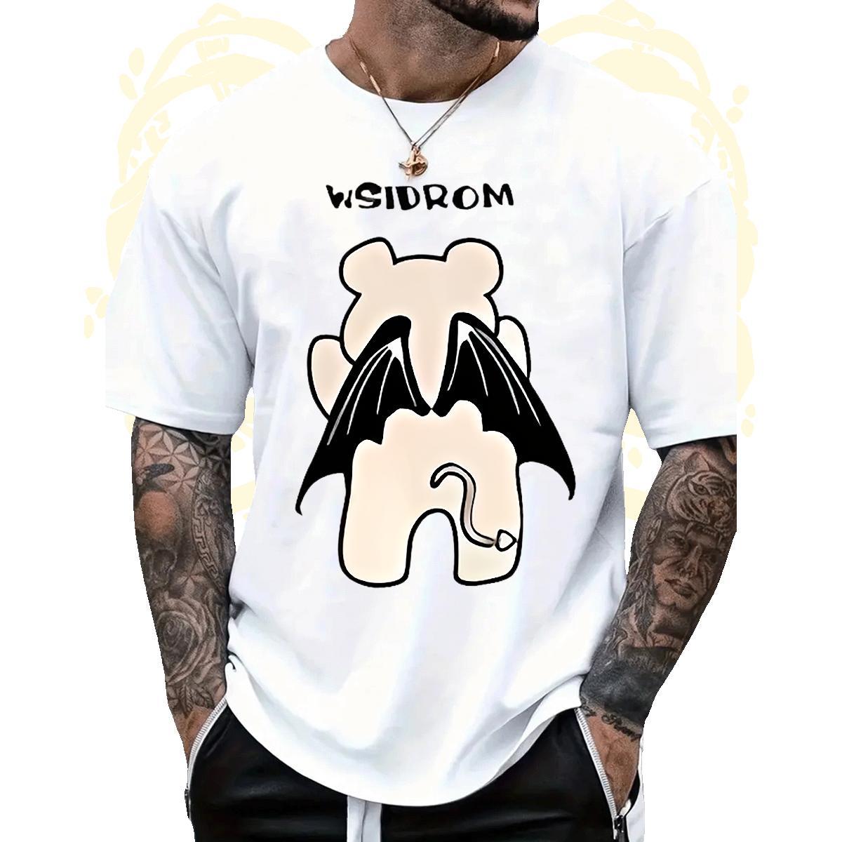 Cool Men Clothes T-Shirt 100% Cotton 230g bear T-Shirts for Men Summer Casual Breathable Soft Customized Print Stylist Tees Shirts