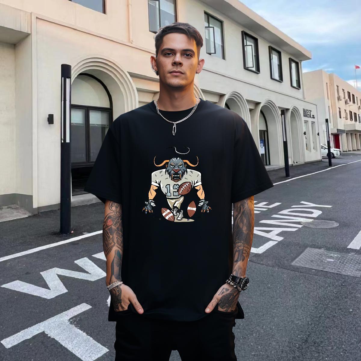 Classic Mens Tshirts 230g Cotton Spring Summer cow Plus Size Cartoon Breathable Short Sleeve New T Shirt For Man Top Tees