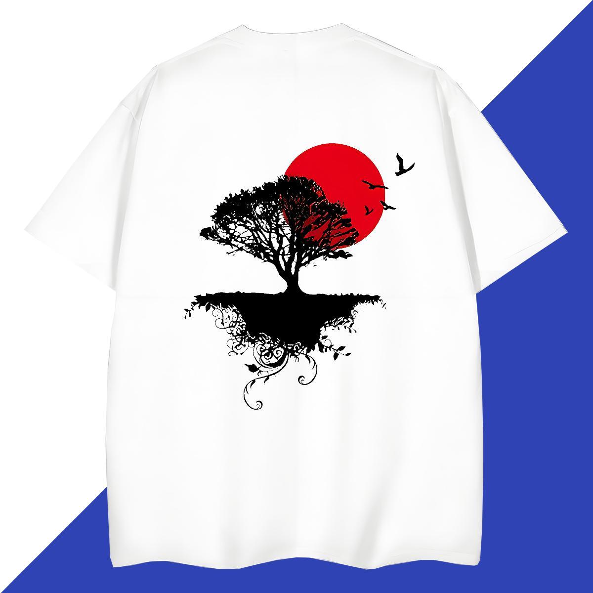 Free Shipping Men Clothes T-Shirt 230g Pure Cotton Daily Outfit sun Graphic O-Neck Short Sleeve Customized T Shirt For Man Tops Shirt