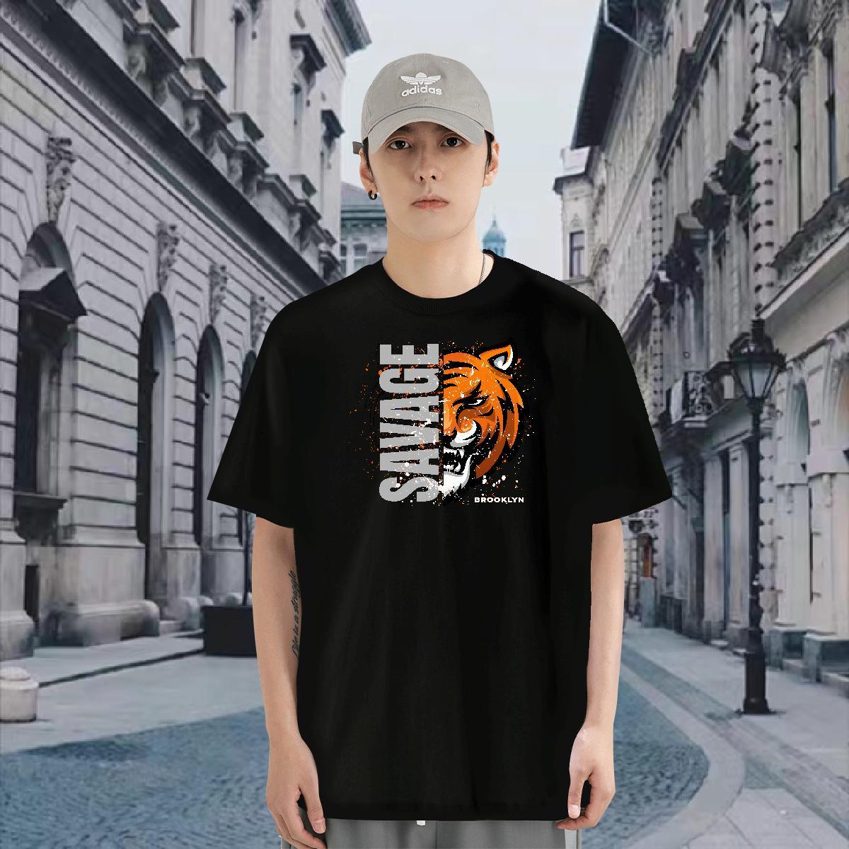 Mens T Shirts 100% Cotton 230g Casual Beach Breathable Custom Printing Men Tees 2024 Summer Soft Tops Shirt