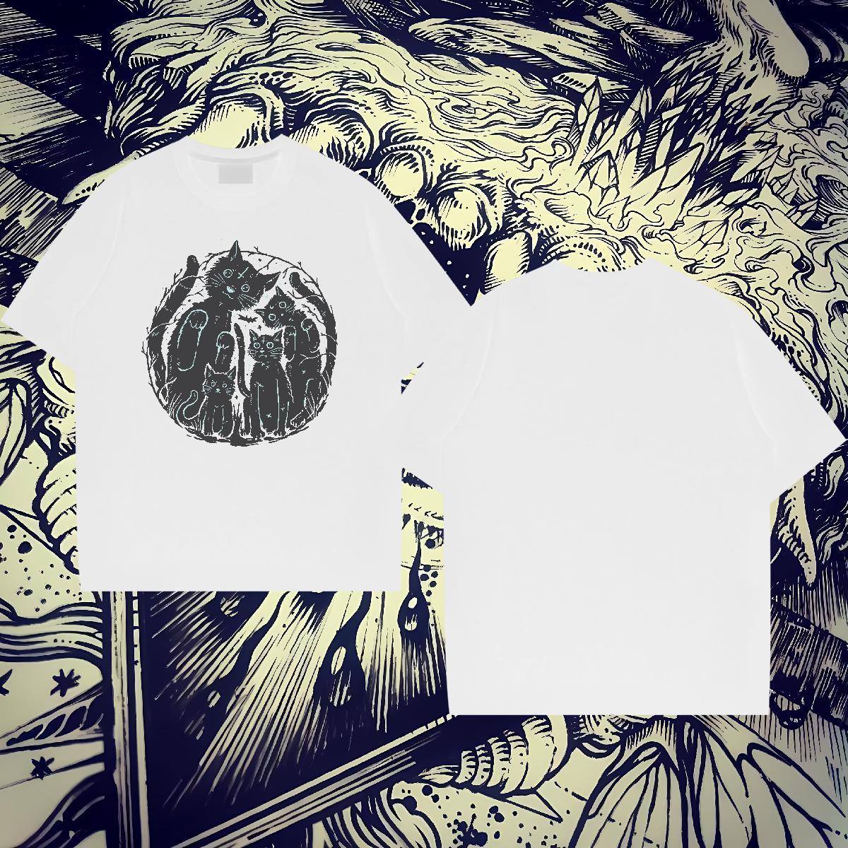 Wholesale T Shirts Men 100% Cotton 230g cat Spring Summer Tees Shirts Short Sleeve Soft Free Shipping Men Clothes T-Shirt Custom Printing