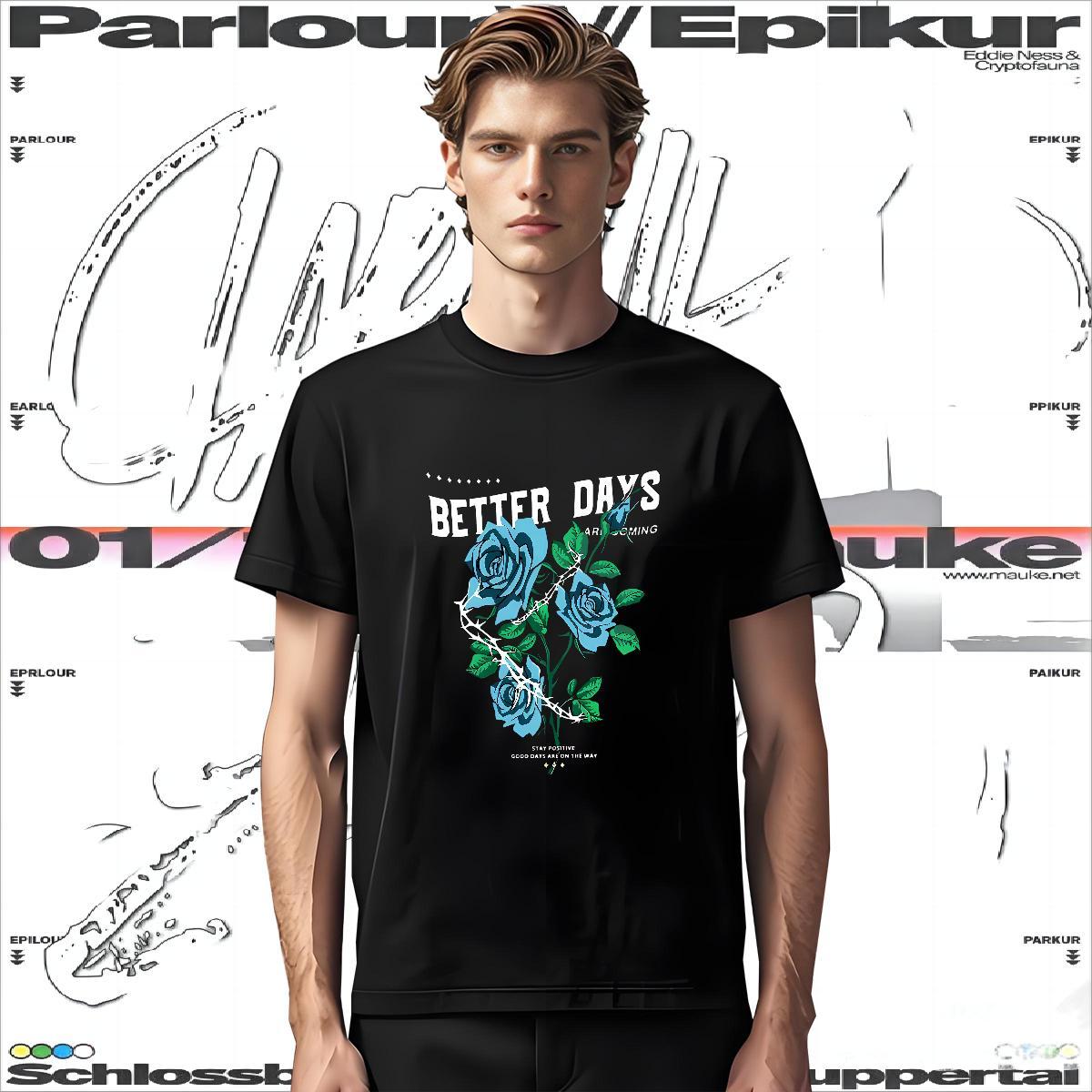 T Shirt For Man 100% Cotton 230g ROSE Casual Beach Breathable Short Sleeve Custom Big Size Men Tshirts DIY Customized High Quality Wear