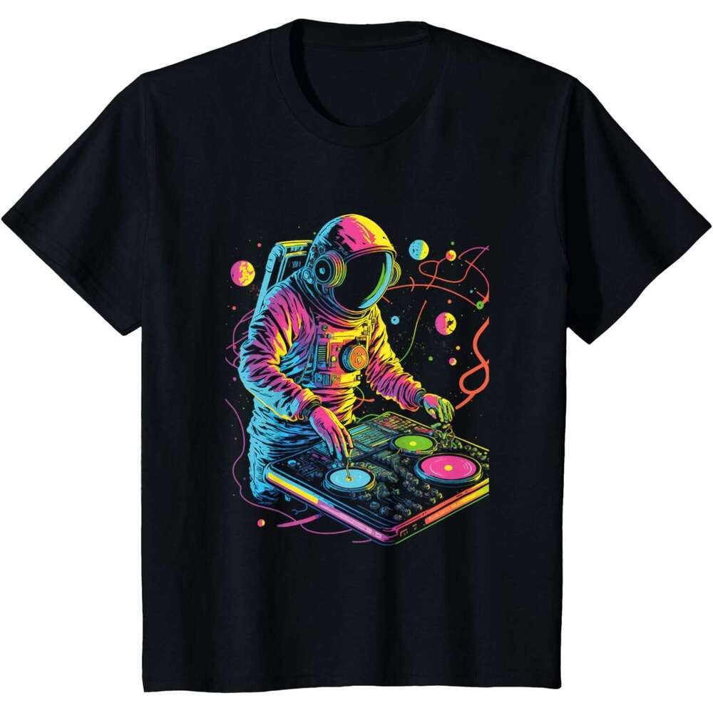 T shirt Mens Astronaut DJ, DJing in Space, EDM cool Graphic T-Shirt shirts tshirt graphic tee Casual tops summer clothes Short sleeve Free shipping