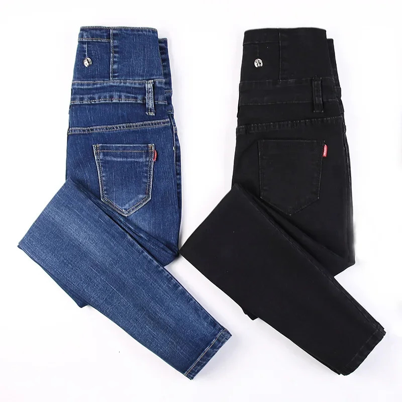 Fashion Women High Waist Pencil Pants Casual Slim Ladies Jeans High Waist Cargo Jeans Women Pants 240806