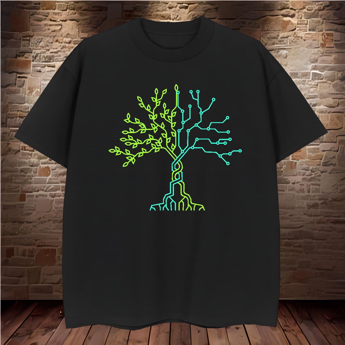 Mens T Shirts 230g Pure Cotton tree Anime Printing Street Breathable Short Sleeve Customized Print Mens Tshirts Brand Comfortable Clothes