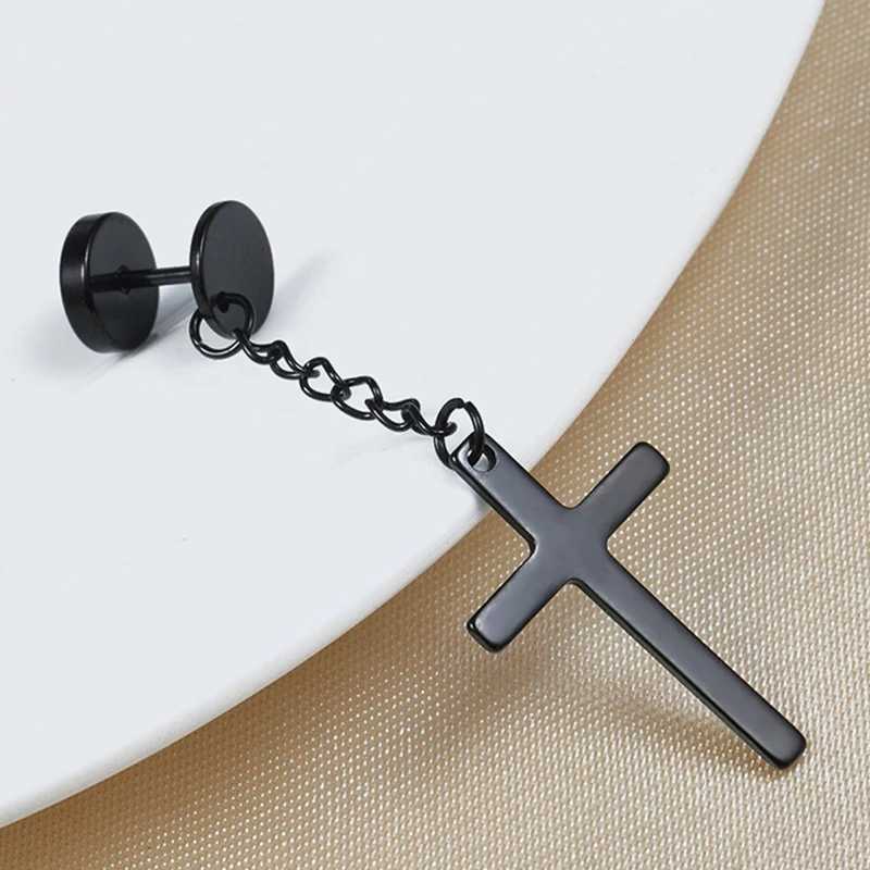 9 pairs of punk black multi style stainless steel stud earrings suitable for mens and womens Gothic street fashion hip-hop earrings jewelry gifts W240