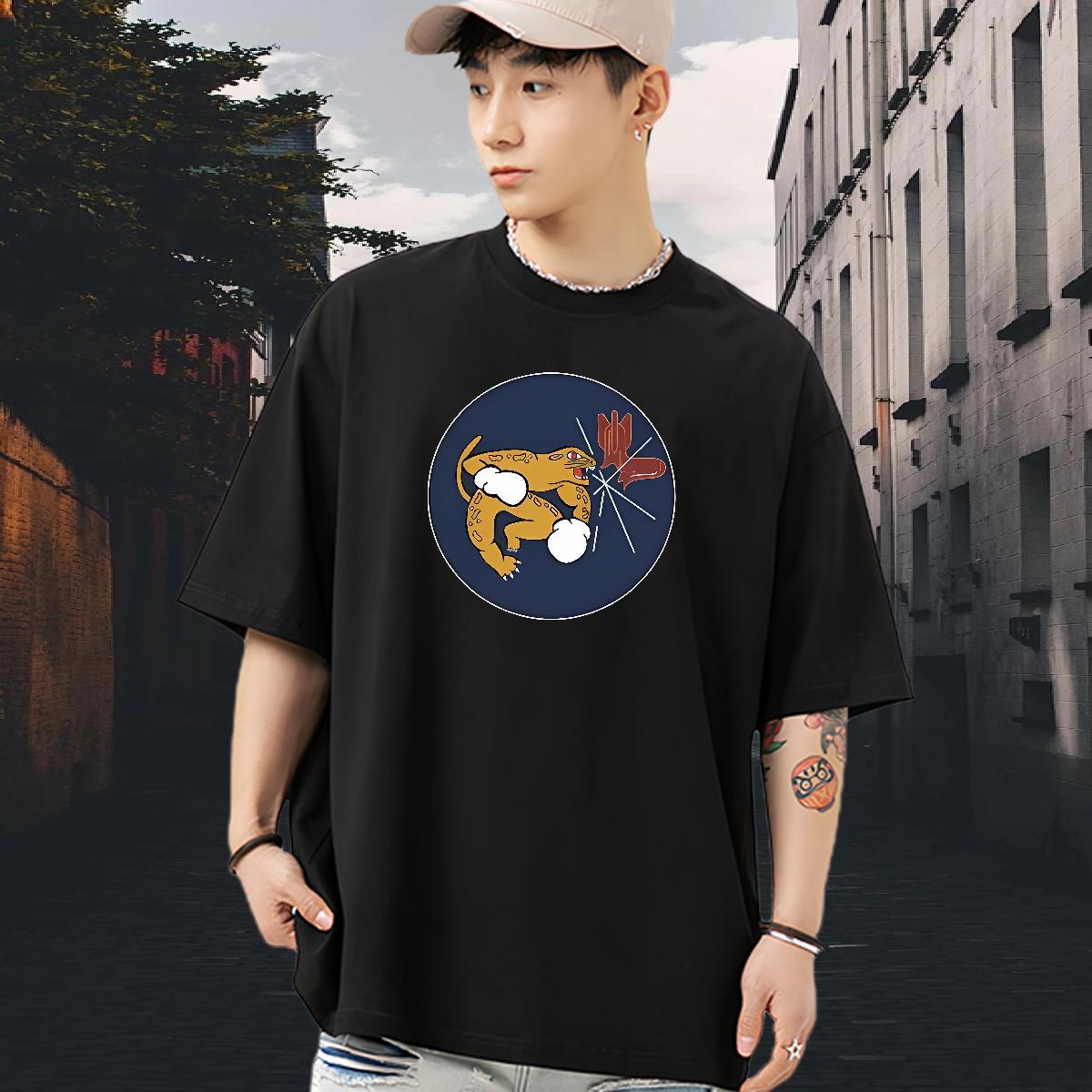 Classic T Shirts Men 230g Cotton ferocity Daily Outfit Tee Shirt Breathable Short Sleeve Free Shipping Mens Tshirts Custom Print Oversized