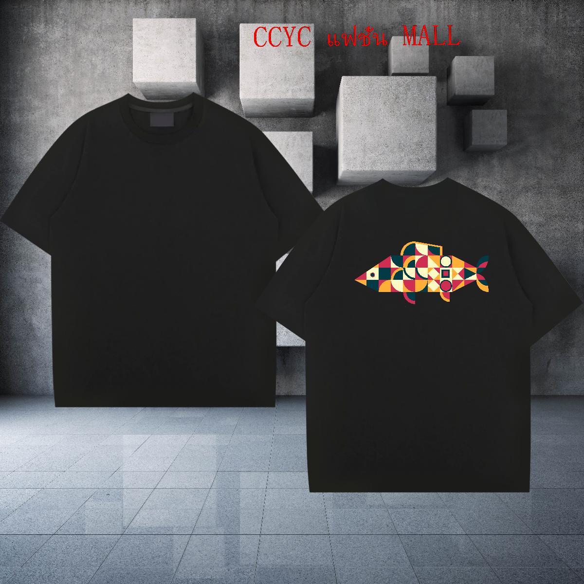 DIY T Shirts Men 230g Pure Cotton fish Sport Top Tees Crew Neck Cool Design Tshirts Oversized 3XL 4XL