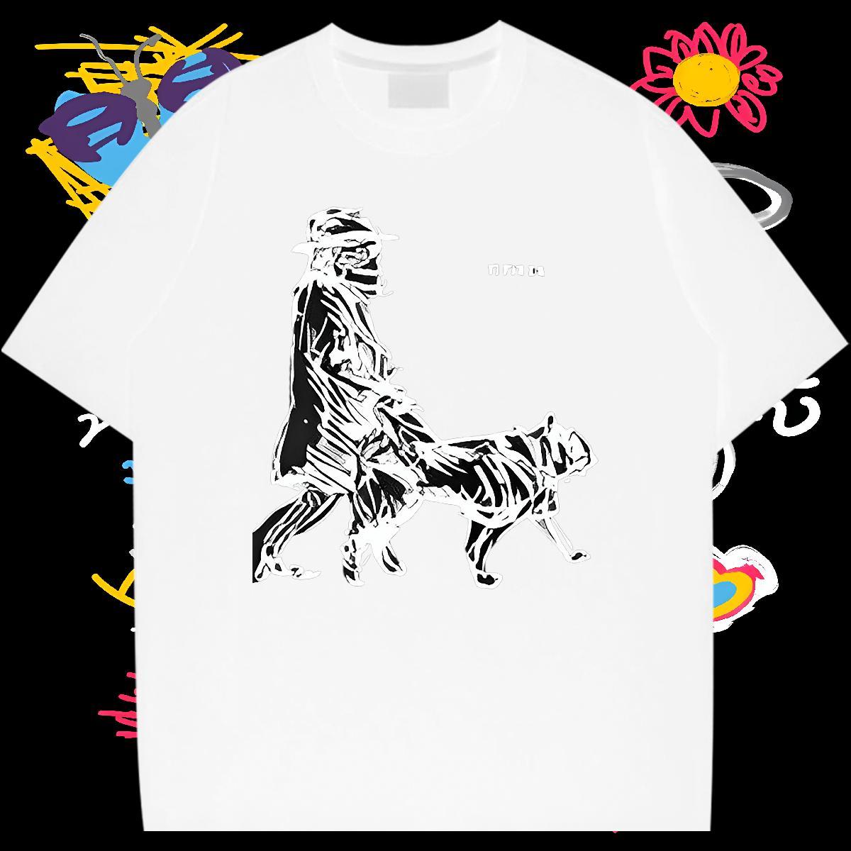 New Arrival Man T Shirts 230g Pure Cotton leopard,line Casual Daily Wear Tshirts O-Neck Short Sleeve Comfortable Tshirt for Man Woman Graphic