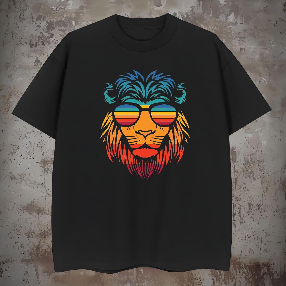Mens T Shirts 230g 100% Cotton lion Street Breathable Soft Oversized 4XL Tshirts 2024 New Wholesale Clothings