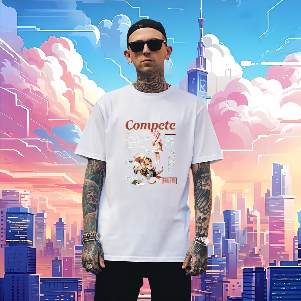 T-Shirts for Men 100% Cotton 230g letter Beach Breathable Crew Neck DIY Couples T Shirts Free Shipping Soft Tee Shirt