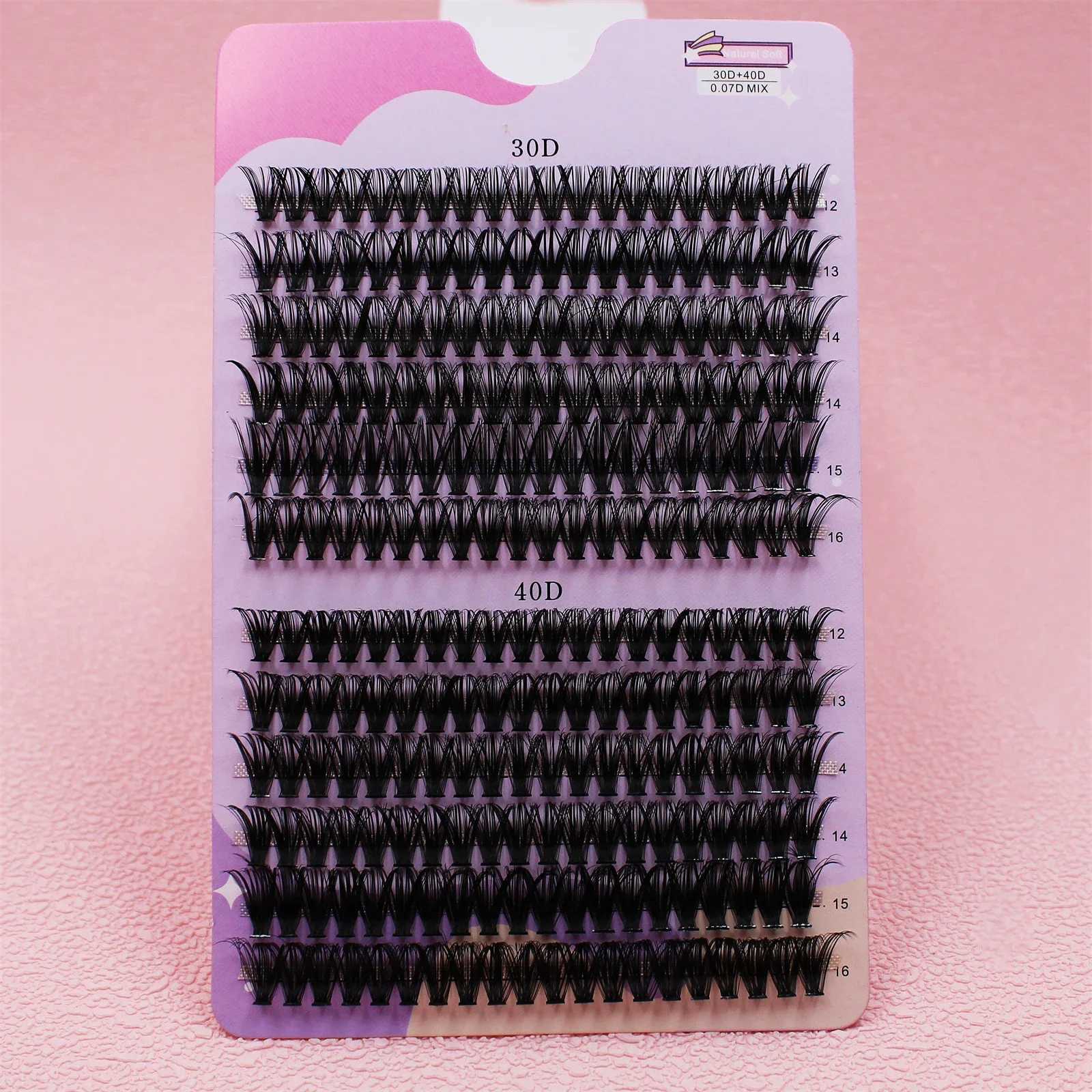 30/40D 12-16mm Mixed D Curling Cluster Eyelash Personal Eyelash Extension Cluster Eyelash Soft Natural False Eyelash W240803