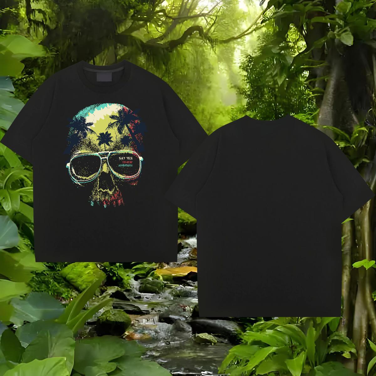 2024 Men T Shirts 230g Cotton tree Daily Outfit Top Tees Breathable Crew Neck Soft Men Tops Tees Custom Printed
