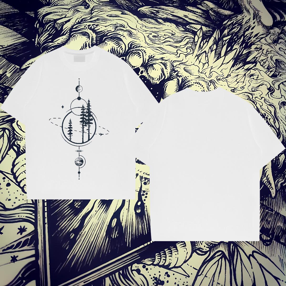 Custom T-Shirts for Men 100% Cotton 230g tree Casual Daily Wear Tshirts Breathable Crew Neck Popular Couples T Shirts Plus Size Cartoon