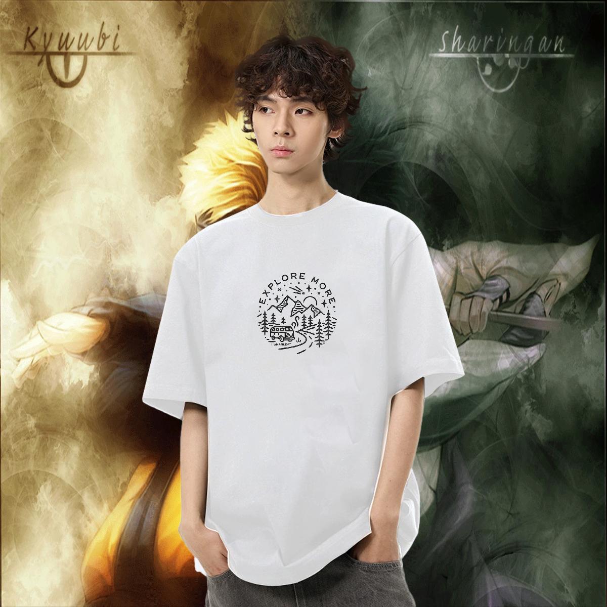 Soft Mens Tshirts 230g Cotton Outdoor mountains Custom Anime Pure Cotton 2024 DIY T-Shirts for Men Tees