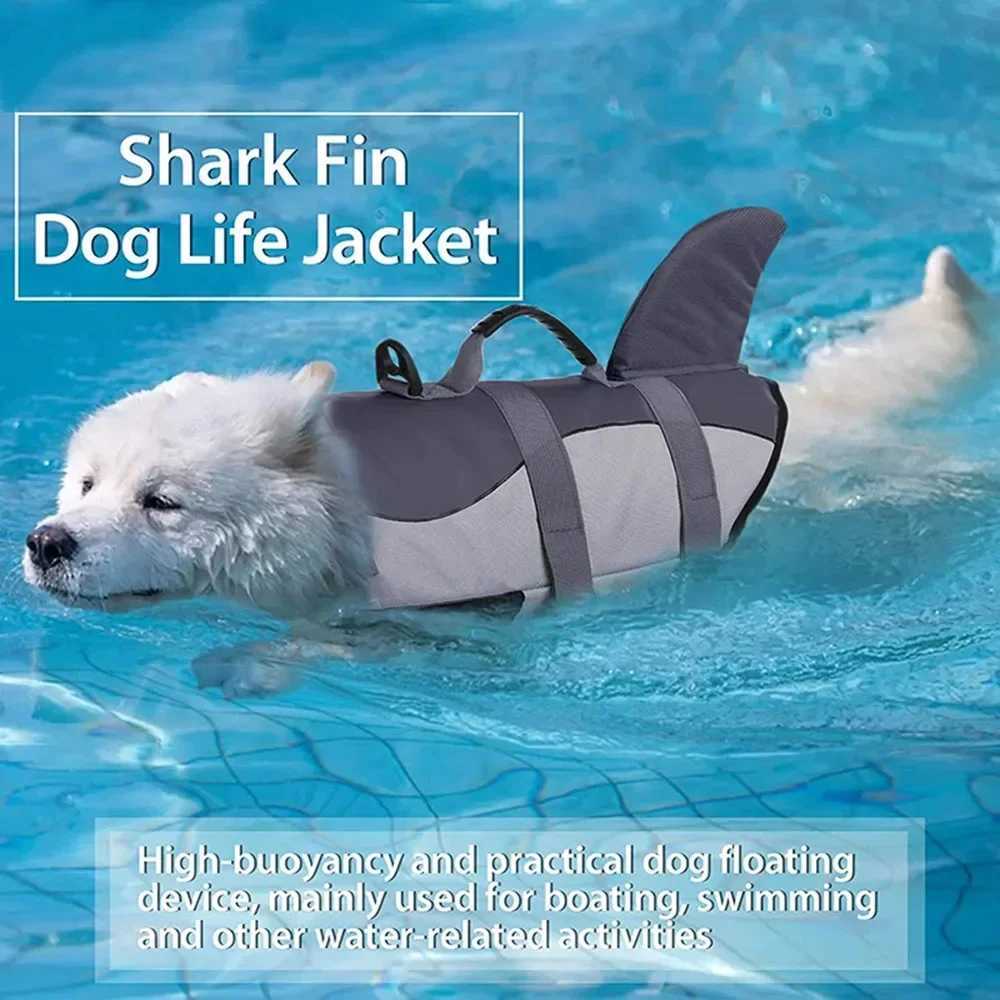 Shark Life Jacket for Dogs Adjustable Dog Life Vest for Swimming Boating Pool High Flotation Puppy Swimsuit Pet Life Preserver Y240806