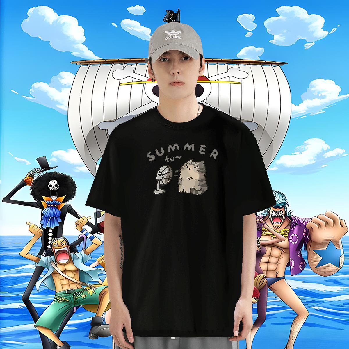 Loose Mens Tshirts 230g 100% Cotton Casual Daily Wear cat Customized Print Breathable Crew Neck Classic Casual Men T Shirts Tops Shirt