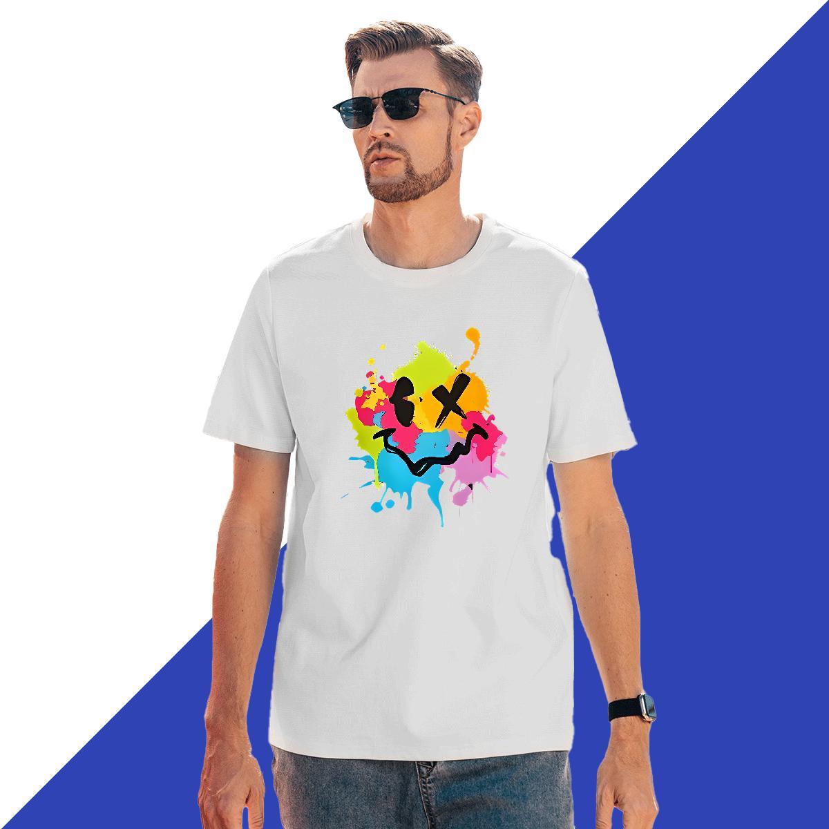 Free Shipping Tshirt for Man Woman 230g Pure Cotton Daily Wear smile Crew Neck Breathable T-Shirts for Men Designer DIY Logo Oversized Tshirts