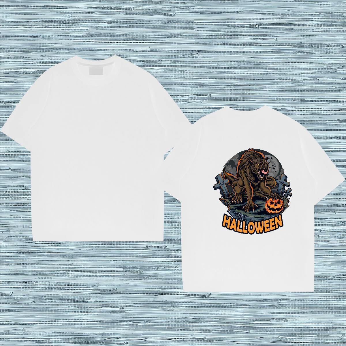 2024 Summer T-Shirts for Men 230g Pure Cotton pumpkin Anime Printing Street Wear Breathable Soft Loose Men Tshirts Custom Big Size