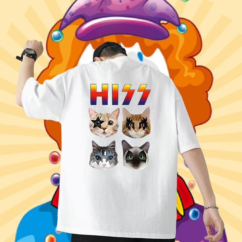 Classic Casual Mens T Shirts 230g Cotton cat Casual Daily Wear Tshirts Pure Cotton Cool Tshirt for Man Woman Graphic