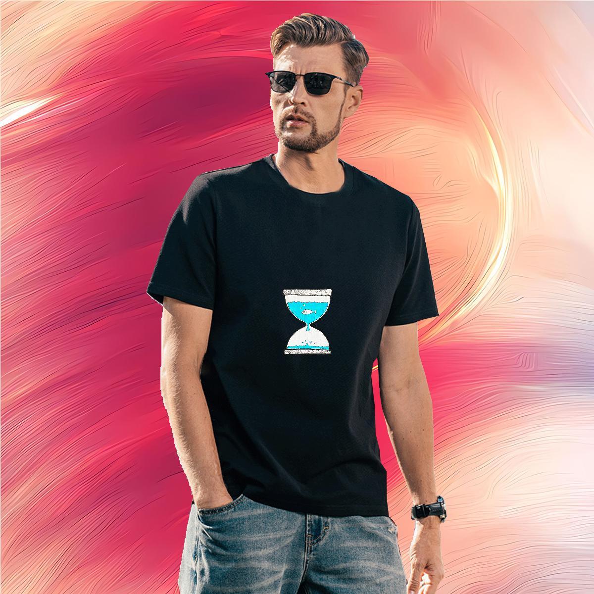 T-Shirts for Men 230g Cotton fish Daily Outfit Breathable Crew Neck DIY Tshirt for Man Woman Casual New High Quality Wear