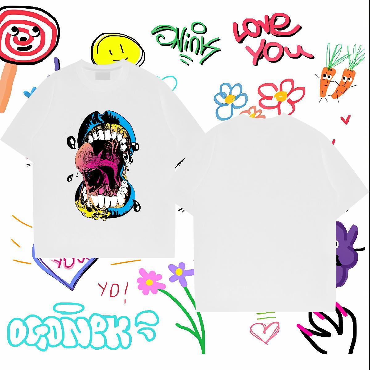 T Shirts Men 230g Cotton icon Street wear Hip Hop Crew Neck Breathable Anime Tshirts Fashion Unisex Polos